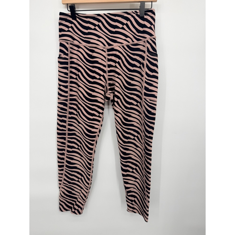 Victoria's Secret On Point Leggings Women L Pink Black Excellent Zebra Print